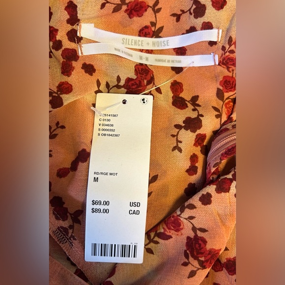 NWT Urban Outfitters‎ Marie Cowl Neck Dress Size Medium Pink Red Rose Romantic - Picture 7 of 9